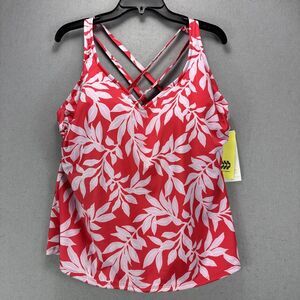 NWT All in Motion Tankini Top 24W Plus Built in Bra Swim Beach Summer Vacation